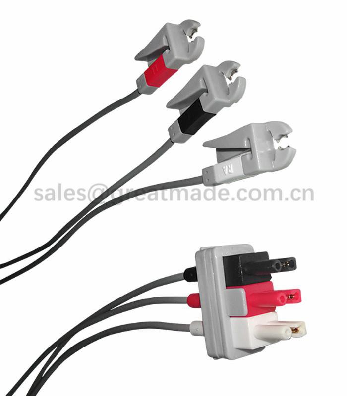 Συμβατό σετ μολύβδου M1605A για ηλεκτροκαρδιογράφημα M1605A, 3-Lead, AHA, 3ft, AA 2PIN / Snap