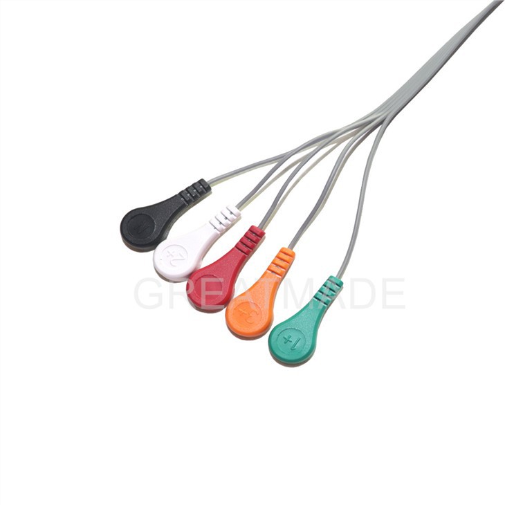 Holter Recorder ECG Patient Cable 16 Pin 5 Leads Snap 4.0 IEC Standard Compatible For Edan Holter Recorder Machine SE-2003 2012